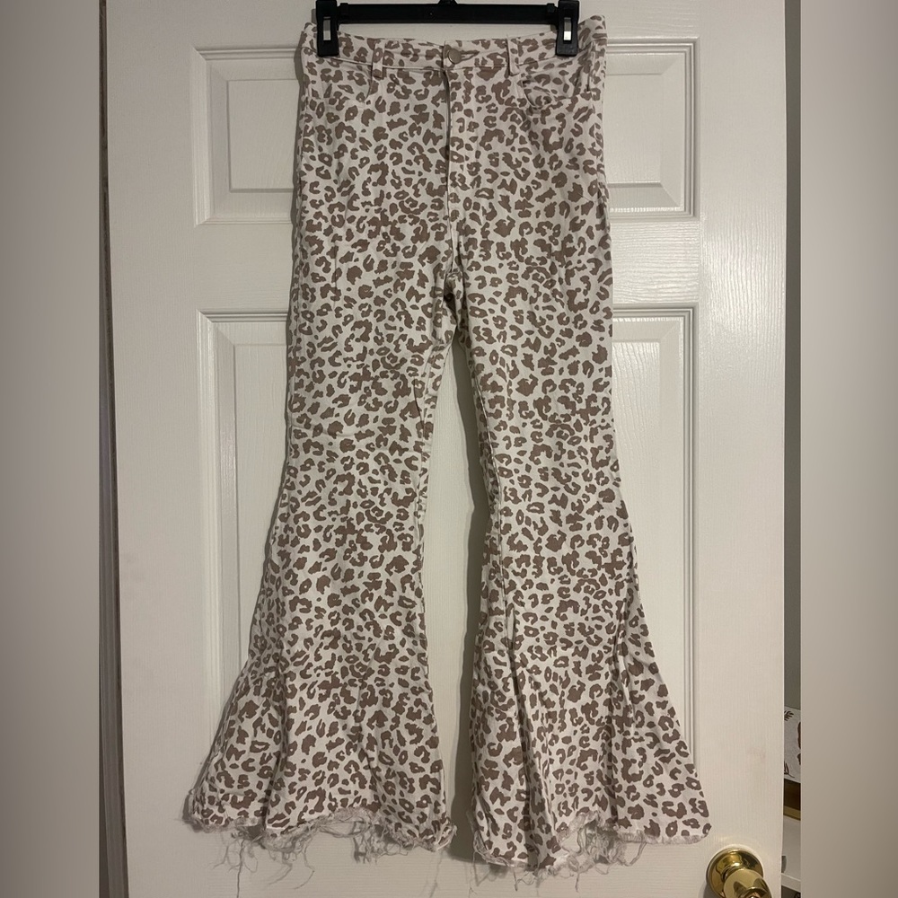 Cheetah flare jeans